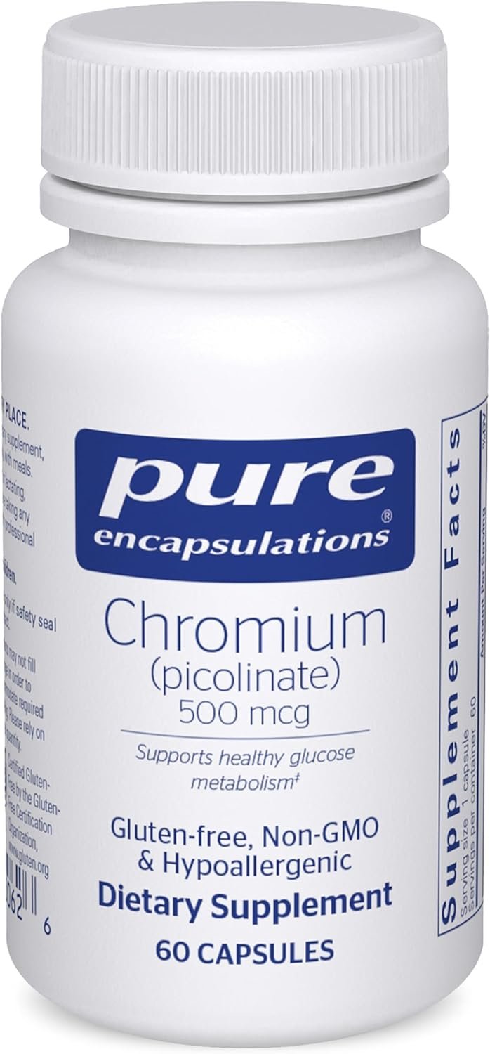 Pure Encapsulations Chromium (Picolinate) 500 mcg – for Lipid & Carbohydrate Metabolism* – Mineral Supplement – Superior Absorption Chromium Supplement – Vegan & Gluten Free – 60 Capsules
