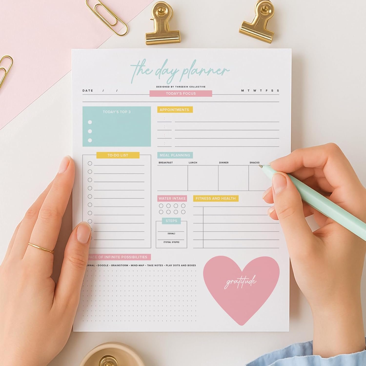 The Day Planner – 8.5 x 11 Daily Planner Pad | Motivational Planner for Women | Time Management and Productivity Tool | Women-Owned USA Business