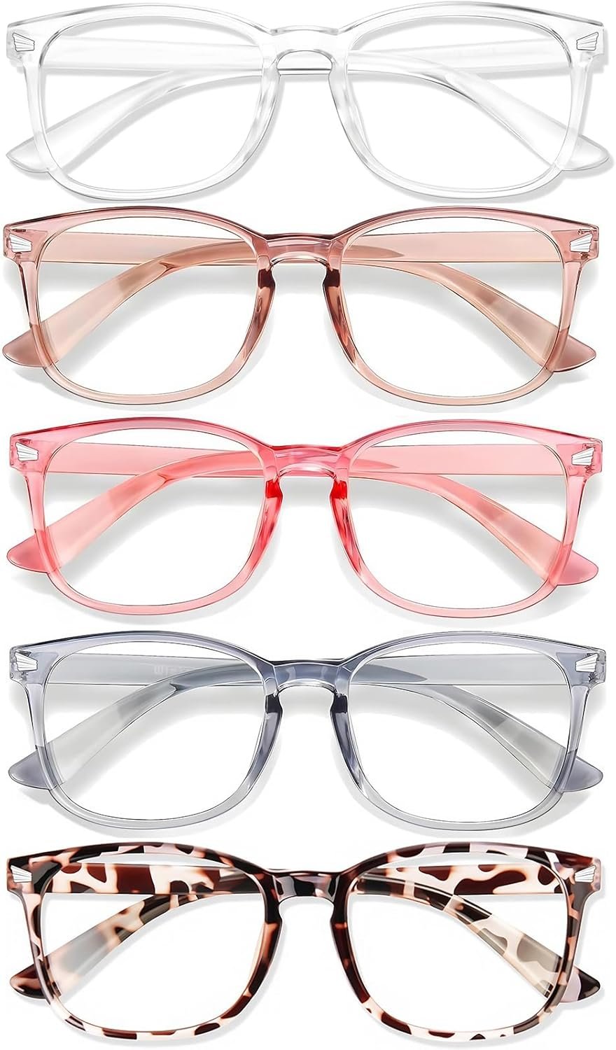 Blue Light Glasses for Woman Men | 99% Blue Light Blocking Glasses for Computer Gaming TV Phone Screen Square Frame | Anti Eyestrain & UV Glare Protection – 5 Pair