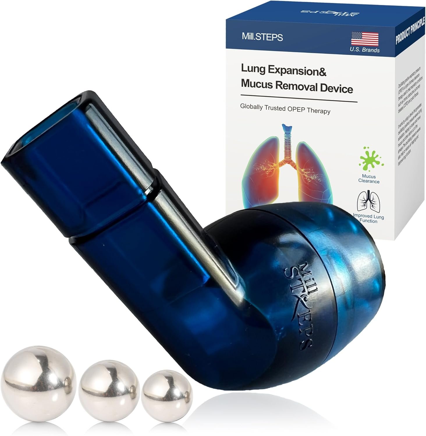 MILLSTEPS Breathing Exercise Device for Lungs,Flutter Valve,Expiratory Breathing Exerciser – Clear Mucus from Airways Naturally & Build Stronger Lungs