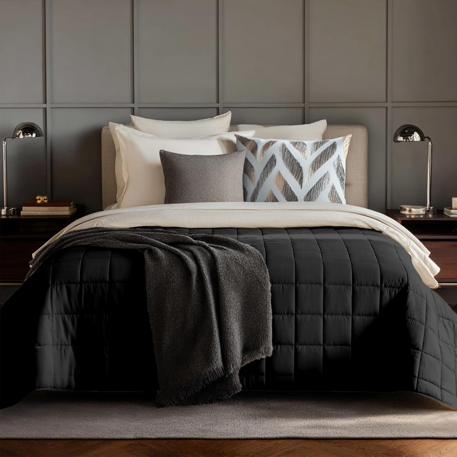 HomeSmart Weighted Blanket King Size 50lbs, The Heaviest Weighted Blanket, Fits Standard and California King Beds, Grey, 88×104