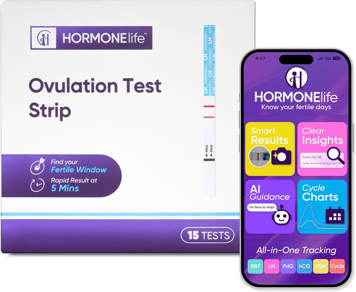 Ovulation Test Strips – LH Test for Ovulation Detection, Easy-to-Use Home Ovulation Tracking(LH Test Strips 15 Count)
