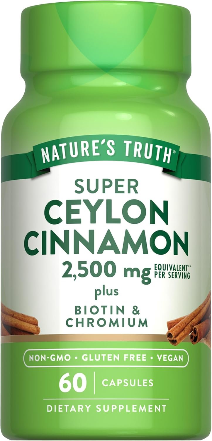 Nature’s Truth Ceylon Cinnamon Capsules | Plus Chromium and Biotin | 60 Count | Vegan, Non-GMO & Gluten Free Supplement