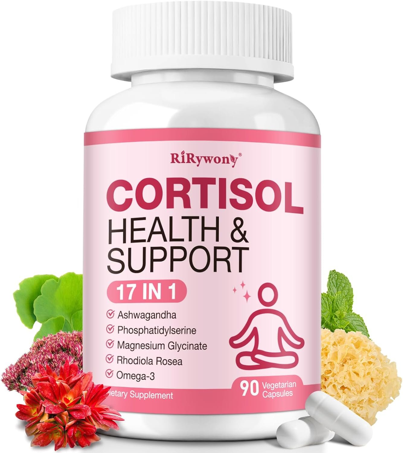 Cortisol Supplements for Women & Men, Cortisol Reducer with Magnesium, Ashwagandha & L-Theanine, Cortisol Manager for Calm Mood & Relaxation, Cortisol Detox for Women, Balance and Control 90 Capsules