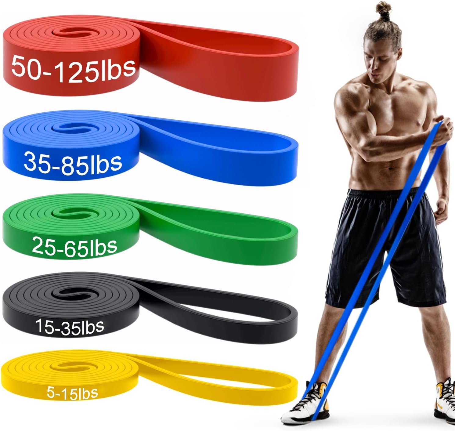 Pull Up Bands, Resistance Bands Set, Exercise Workout Bands for Men & Women, Ideal for Body Stretching, Physical Therapy and Muscle Training