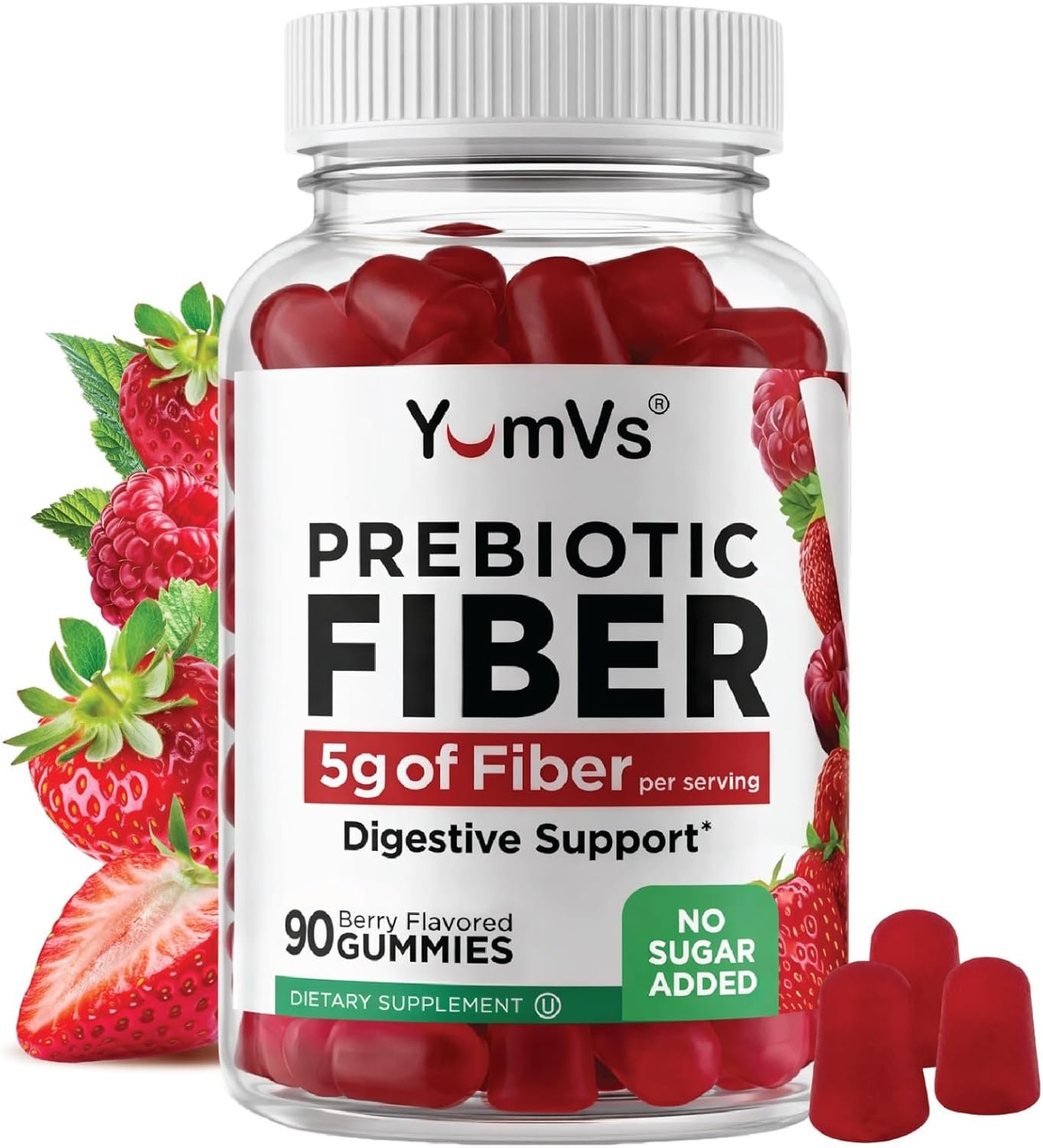 YUM-V’S – Prebiotic Fiber Gummies for Adults & Kids – 5g Digestive Aid Gummy Fiber Supplement – Keto Friendly Prebiotic Daily Fiber Supplement for Women & Men