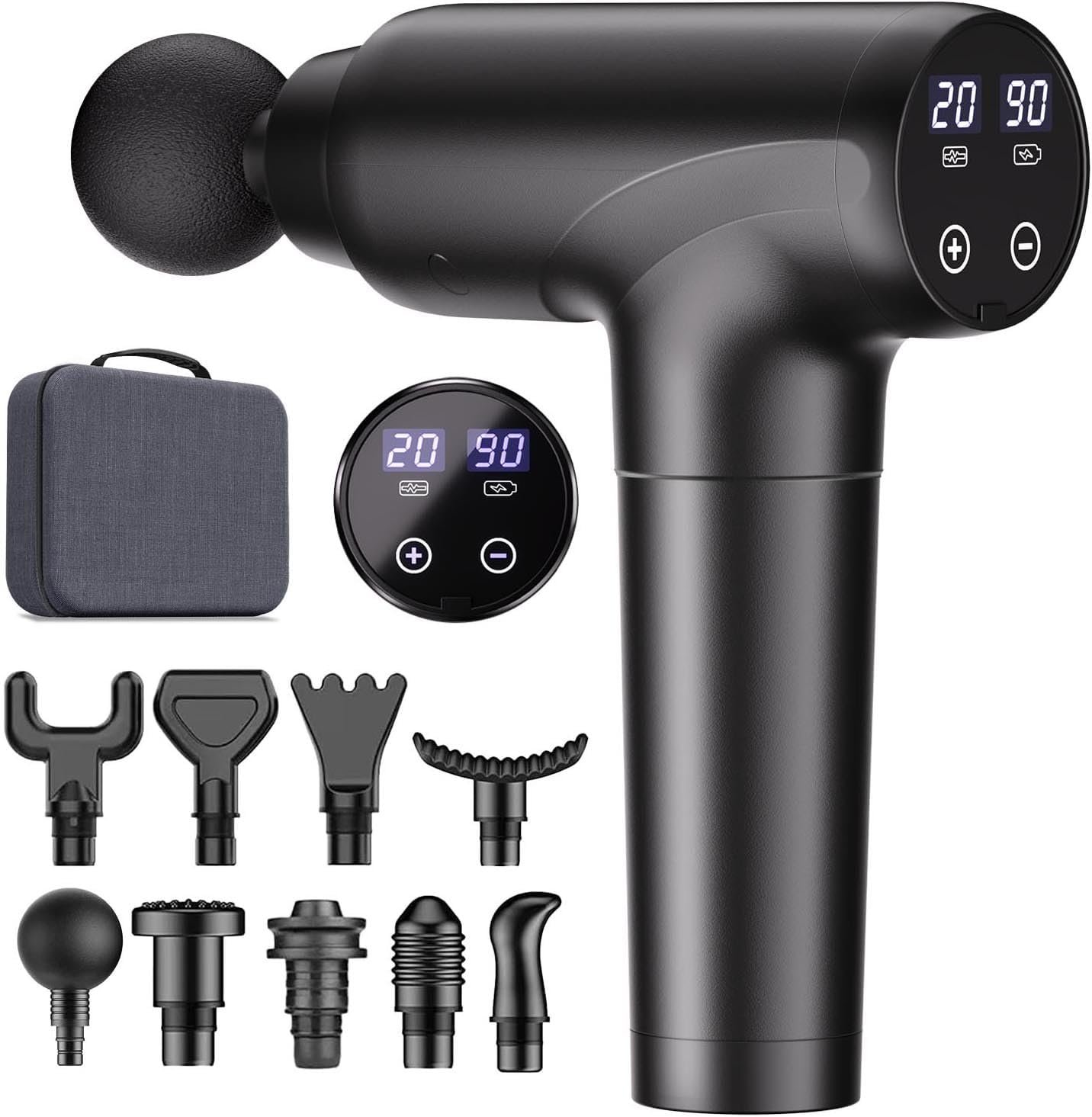 cotsoco Massage Gun Deep Tissue, Muscle Massage Gun with 9 Attachment Heads 20 Speeds & Silent Brushless Motor for Pain Relief, Handheld Percussion Back Massager Gun, Mothers Day Gifts for Mom(Black)