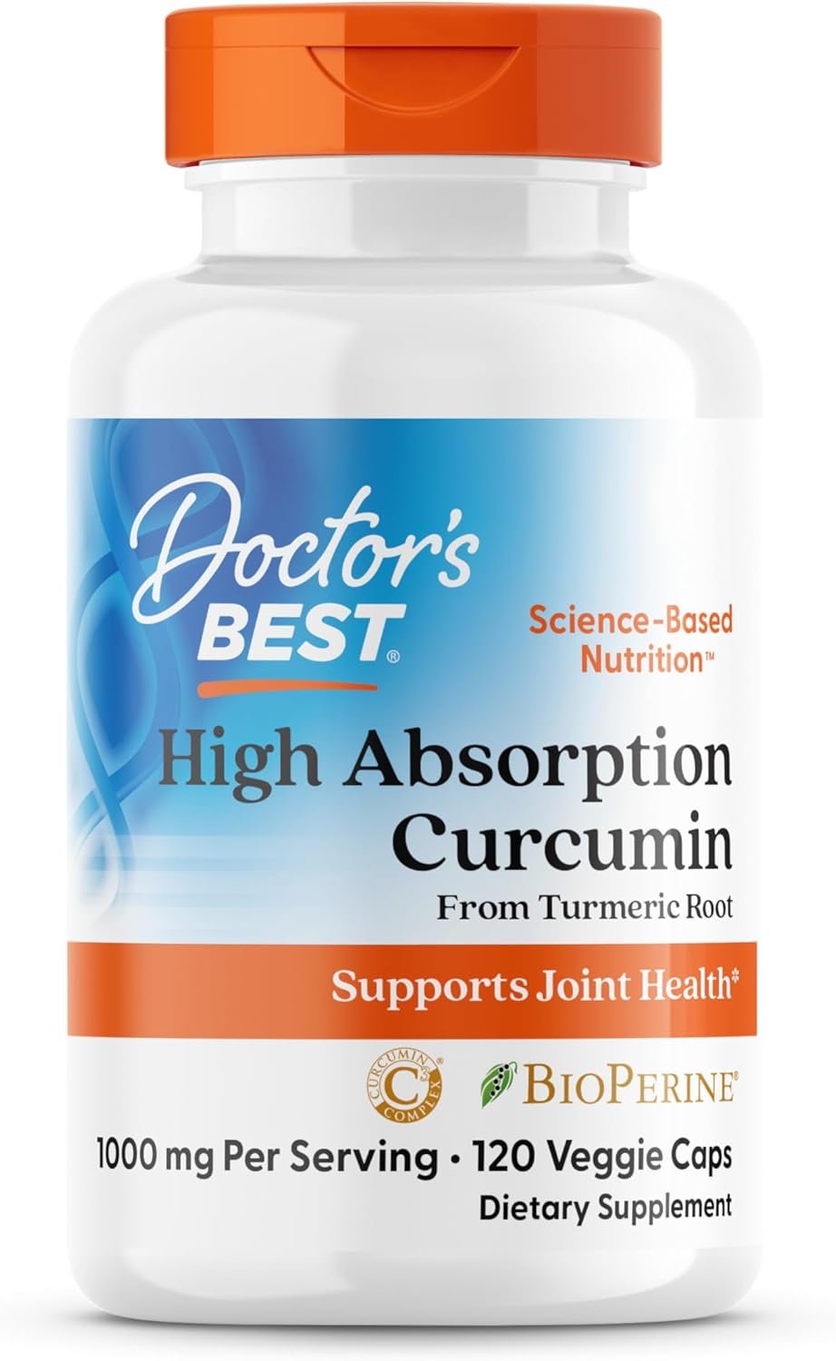 Doctor’s Best Turmeric Curcumin Supplement 1000mg for Men & Women – Curcumin Caps from Turmeric Root, Black Pepper Extract (BioPerine), 95% Piperine, Joint Health Support, Non GMO – 120 Veg Capsules