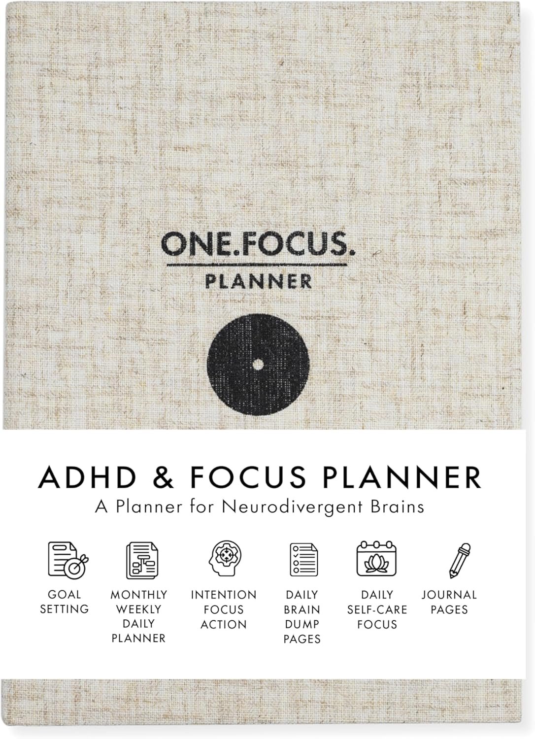 Daily Focus Planner: 90-Day Undated Goal Journal, Vision Mapping, Prioritize To-Do Lists, Wellness, Monthly, Weekly, Daily Goal Setting, Gratitude, Habit Tracking, Gift for Men and Women with ADHD, Neurodivergent Adults, 2026 Productivity, A5, Linen