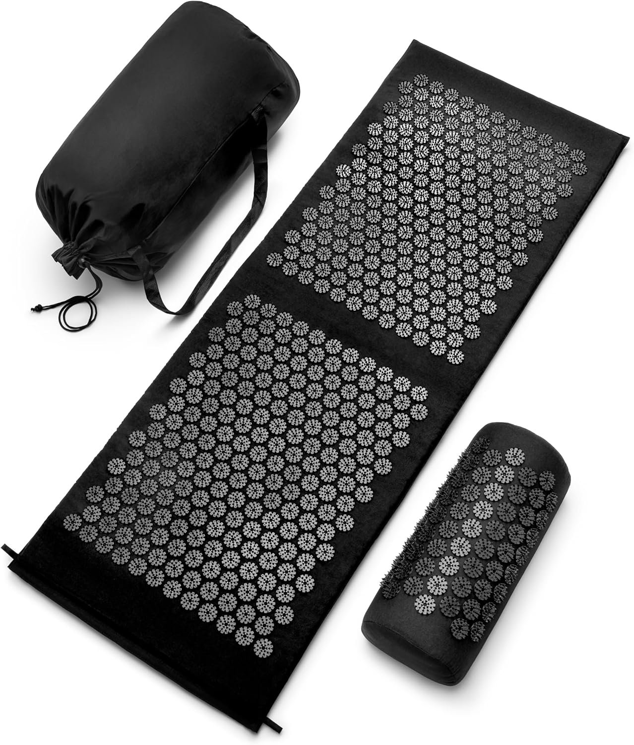 Sivan Health and Fitness Acupressure Mat and Pillow Set – Grounding Mat for Stress, Back & Neck Pain – Acupuncture Point Massage Mat for Muscle Relaxation, Sciatica, & Meditation – Includes Carry Bag