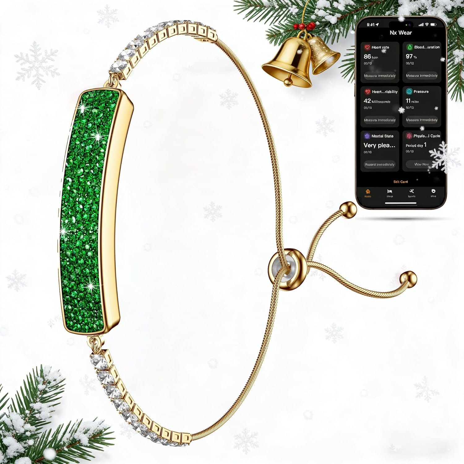 Smart Bracelet for Women/Girl, Luxury Design with Colored Diamonds Bracelet, Health Fitness Tracker 24/7 Heart Rate/HRV/Sleep Monitor, Activity Sports Modes for iOS Android