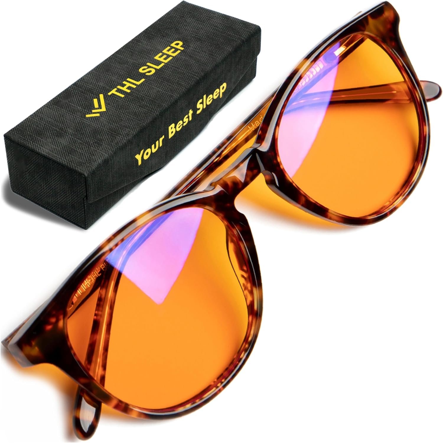 Orange Blue Light Blocking Glasses for Better Sleep – 99.5% Premium Acetate Migraine Glasses for Women & Men
