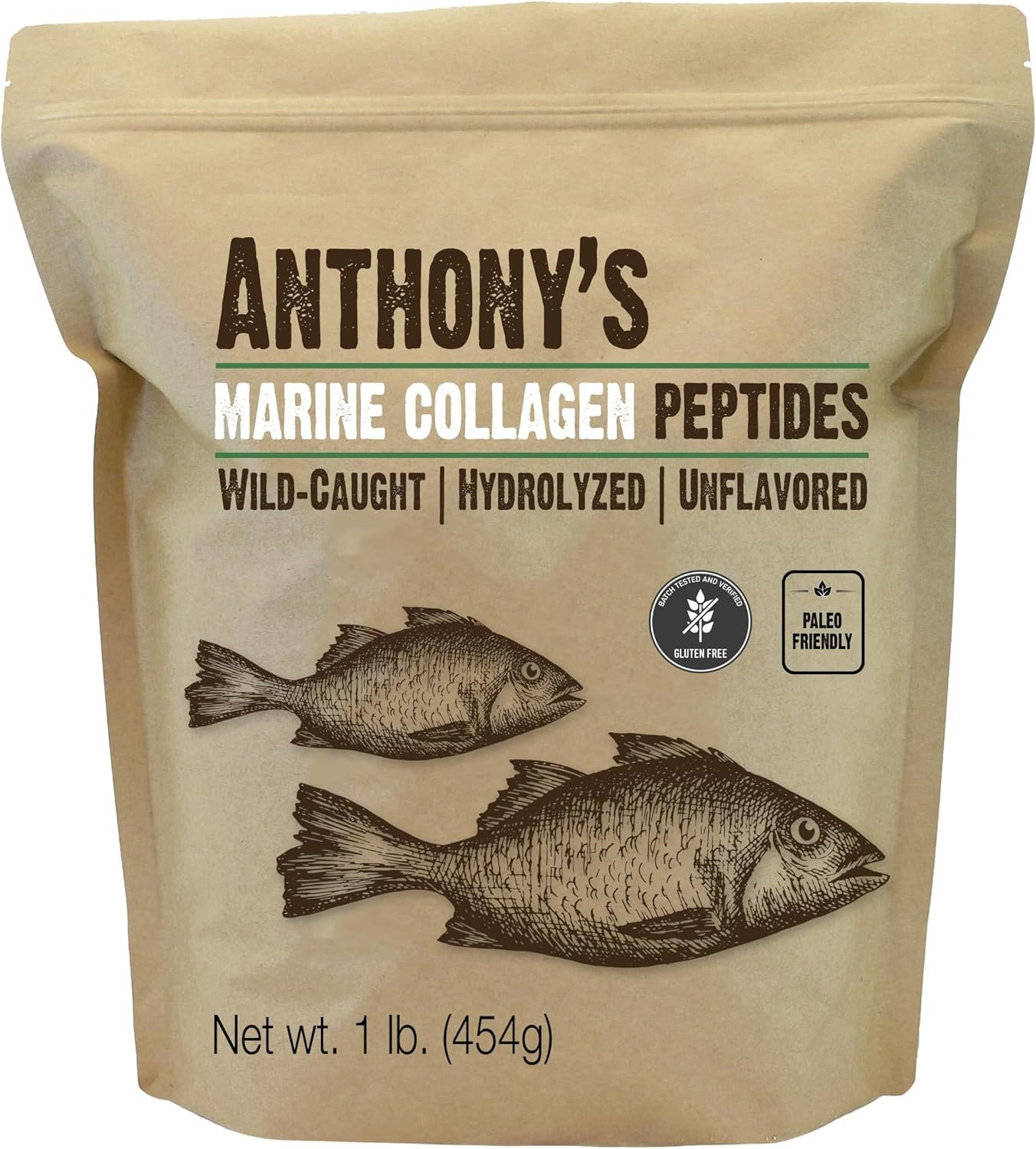 Anthony’s Hydrolyzed Marine Collagen Peptides, Gluten-Free, Paleo and Keto Friendly, Unflavored, 1-Pound