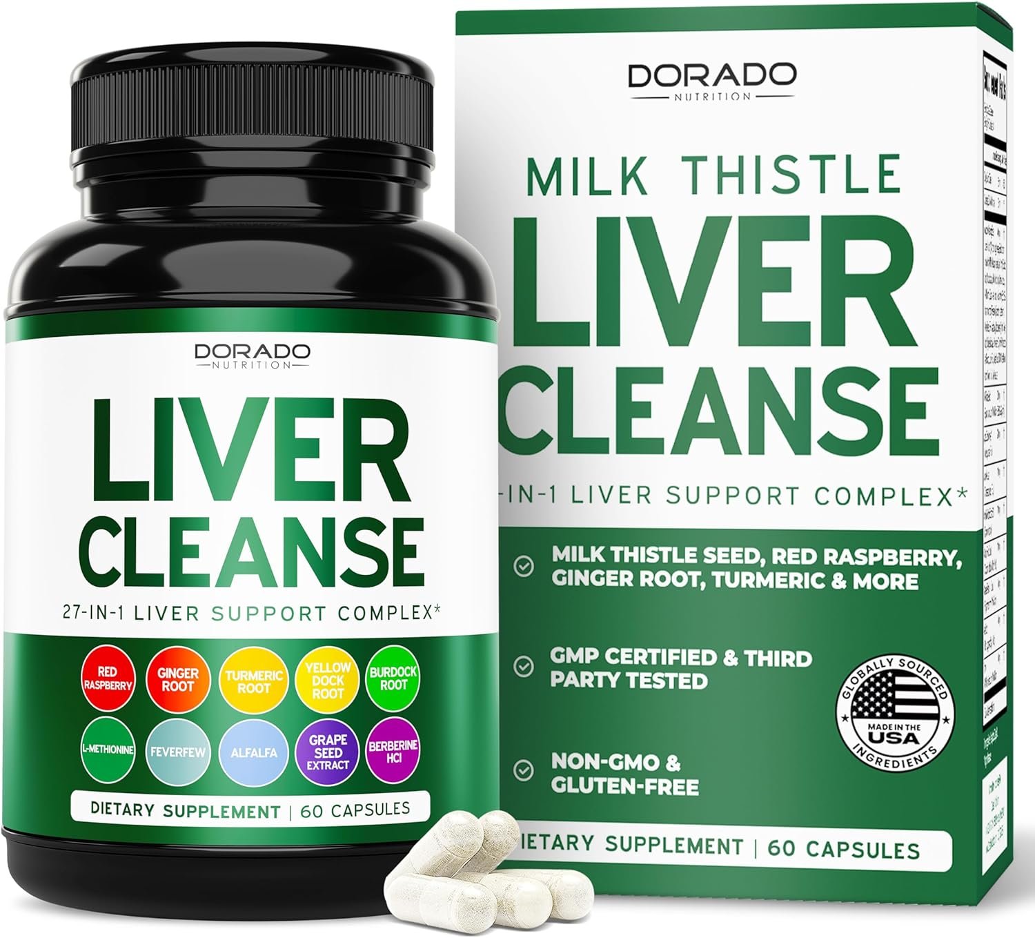 Liver Cleanse Detox & Repair (27 in 1 Formula – Milk Thistle, Dandelion Root, Turmeric, Artichoke Extract & More) – Detox Cleanse Supplement, Liver Support for Adults, Vegan – 60 Capsules