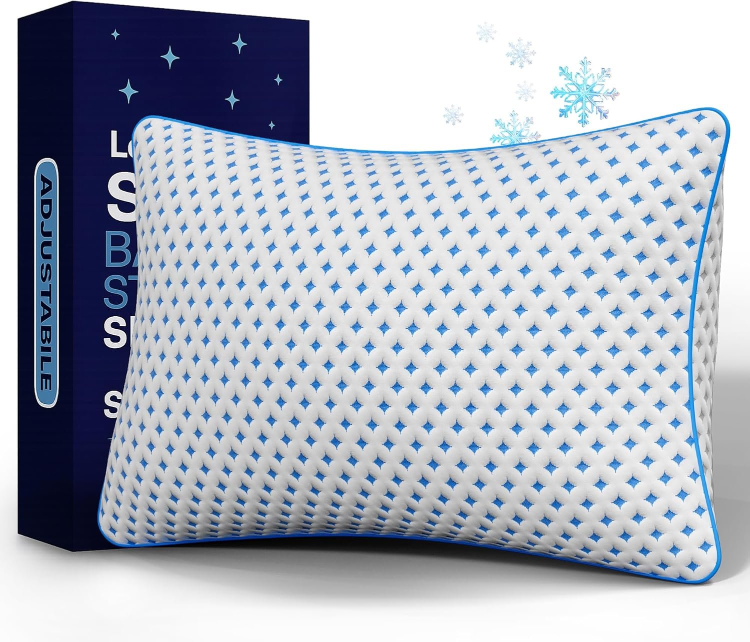Memory Foam Pillow – Adjustable Loft Cooling Pillow Queen Size 1 Pack for Sleeping, Firm, Supportive, and Breathable Design for Hot, Side, Back, and Stomach Sleepers