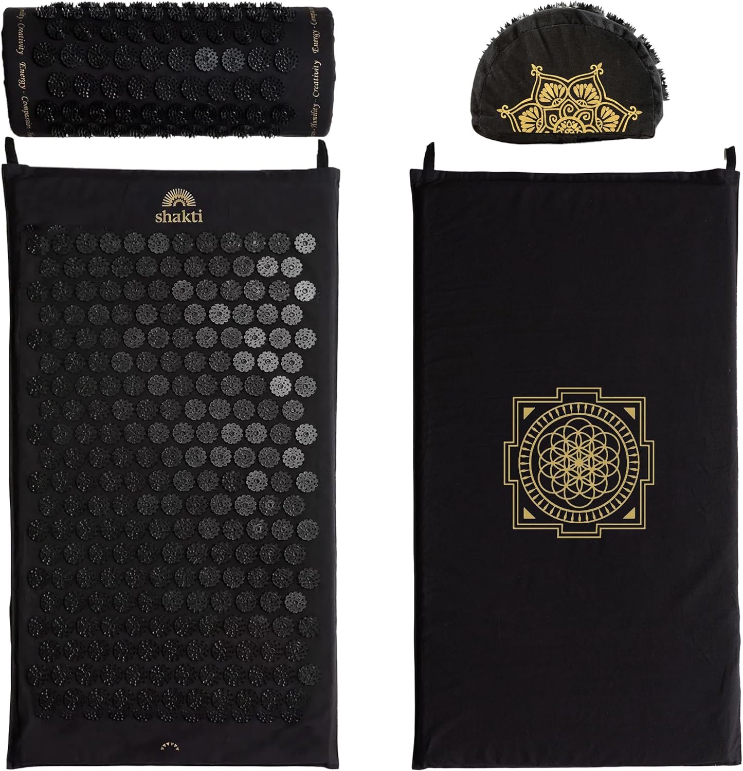 ShaktiMat Classic Acupressure Mat & Neck Pillow Set, Level 1 Intensity in Black, Sustainable & Durable, Relieves Stress & Tension, Promotes Relaxation & Focus