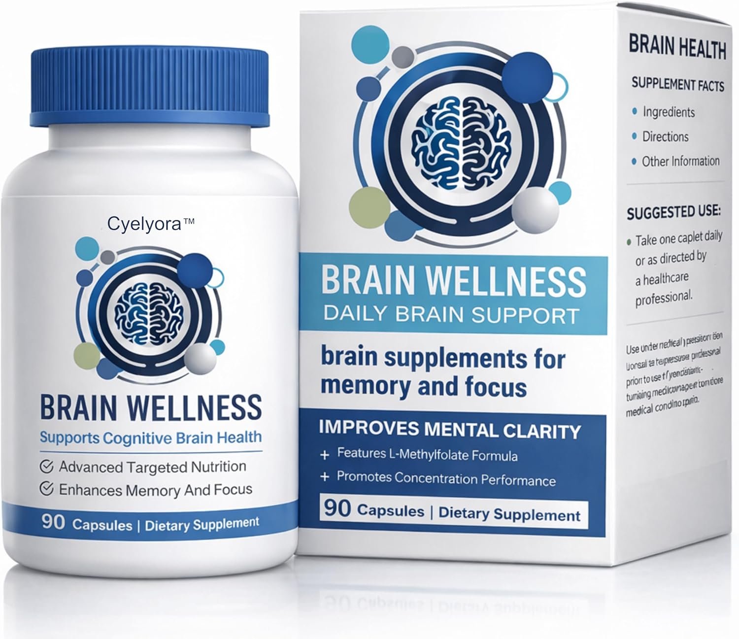 Brain Supplements for Memory and Focus | Natural Herbal Formula, Clarity & Cognitive Improvement for Men & Women | 90 Capsules