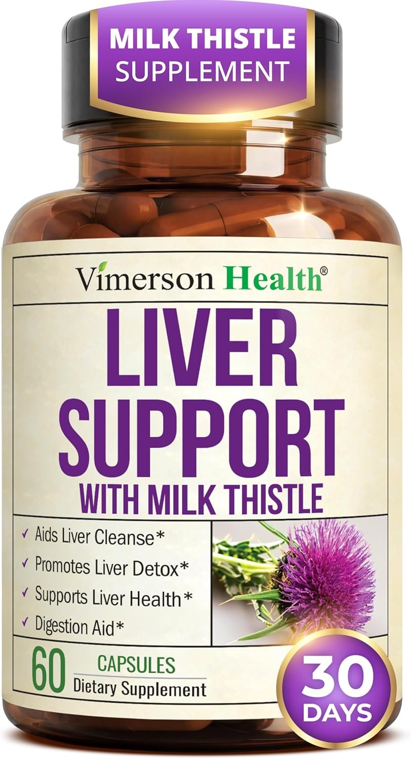 Vimerson Health Liver Cleanse Detox & Repair – Milk Thistle Supplement with Dandelion Root, Artichoke & Zinc for Liver Support, Healthy Digestion, Energy with Milk Thistle Extract, 60 Capsules