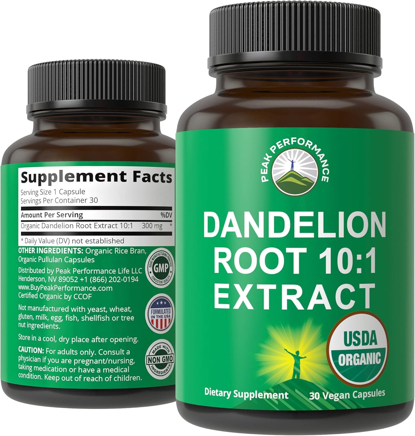 USDA Organic Dandelion Root Extract Supplement – 10x More Potent Than Raw Root. Standardized and Concentrated Vegan Dandelion Root Capsules for Women and Men. Supports Detox, Immune, Liver, Gut Health
