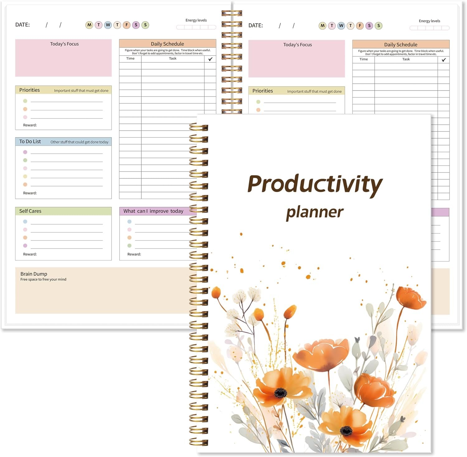 ADHD Daily Planner with Hard Cover & Colorful Sheets Inside,Productivity Planner Task Management Organizer for Neurodivergent Adults Focused for Men & Women, 7″ x 10″