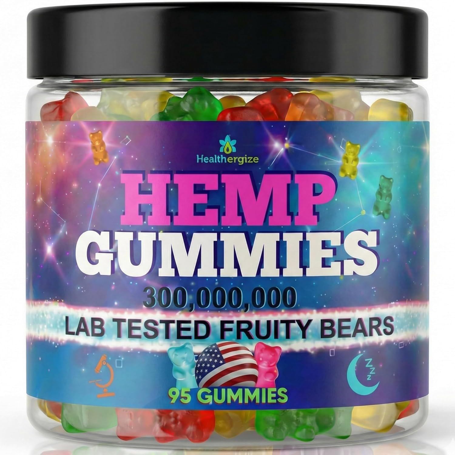 Hemp Gummies for Sleep and Relaxing Calm-Fruity Gummy Bear Candy Edibles-Made in USA-95 Gummies