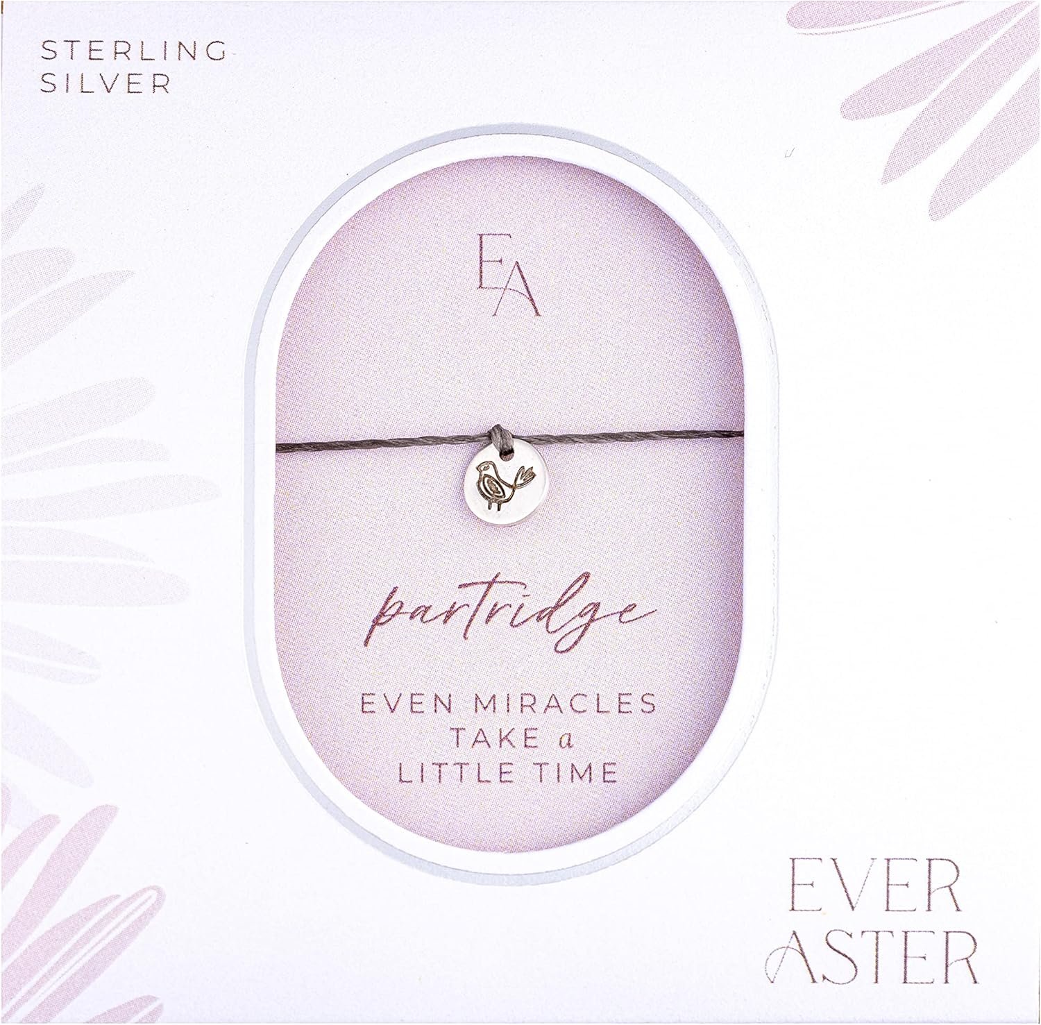 Partridge Bracelet – Fertility Jewelry – IVF Bracelet – Sterling Silver Hand Stamped Cord Bracelet – Even Miracles Take a Little Time