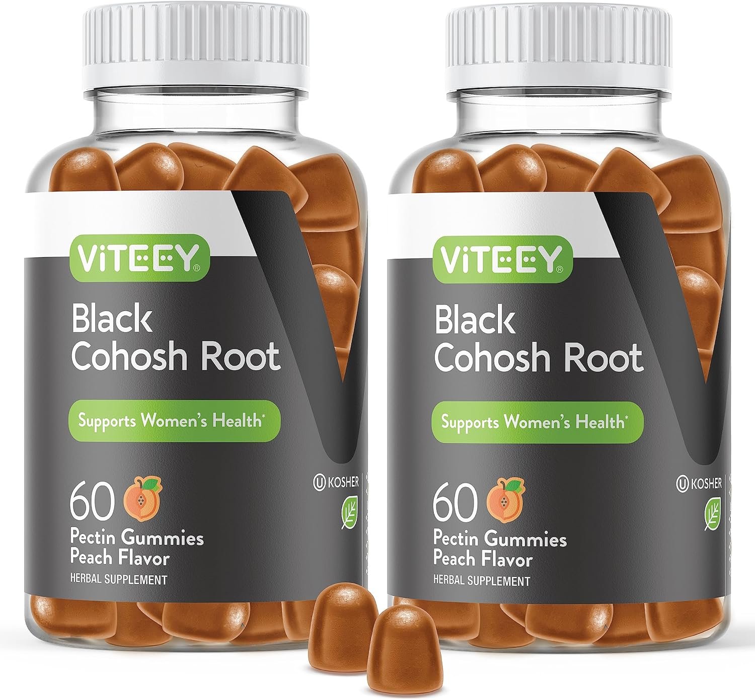 Viteey Black Cohosh Root Gummies – Menopause Relief for Hot Flashes and Night Sweats – Vegan, Gluten Free, Non-GMO – 120 Count