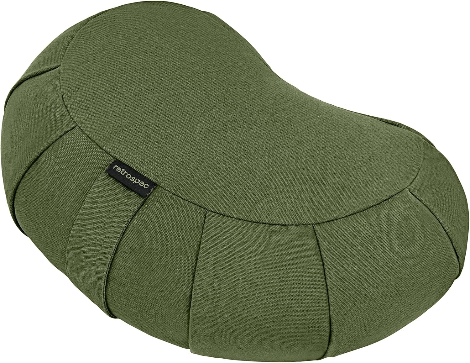 Retrospec Sedona Zafu Meditation Cushion with Buckwheat Hull Fill – Adjustable Yoga & Pilates Equipment Support – 17in Crescent Cotton Cover