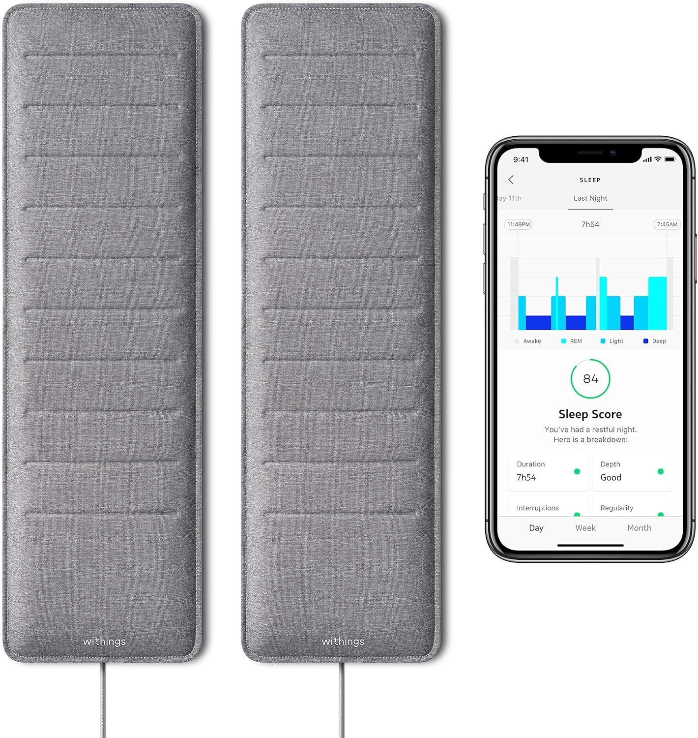 Withings Sleep – Sleep Tracking Pad Under The Mattress with Sleep Cycle Analysis