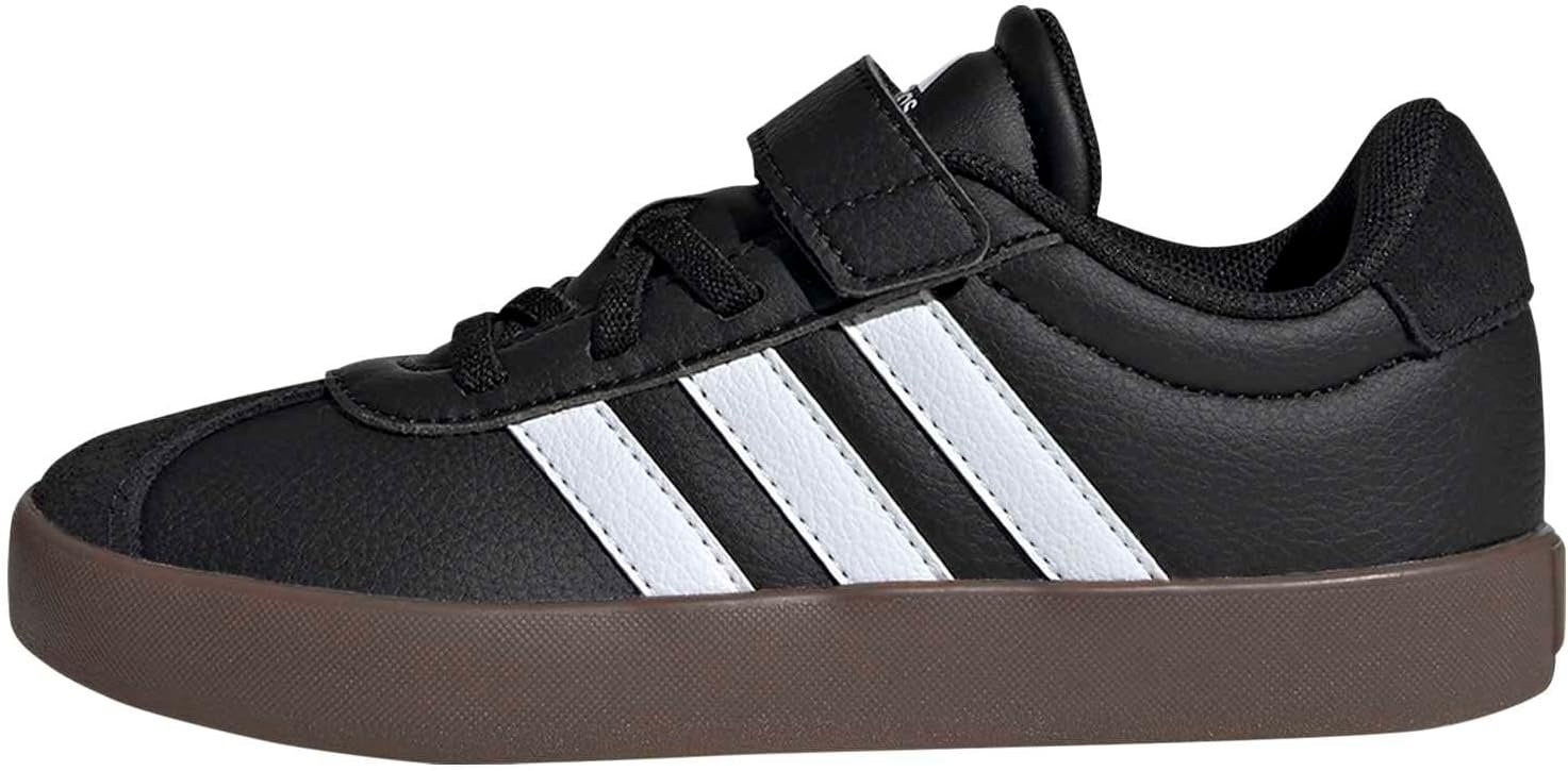 adidas Unisex-Kids VL Court 3.0 Elastic Lace, Black/White/Black, 2