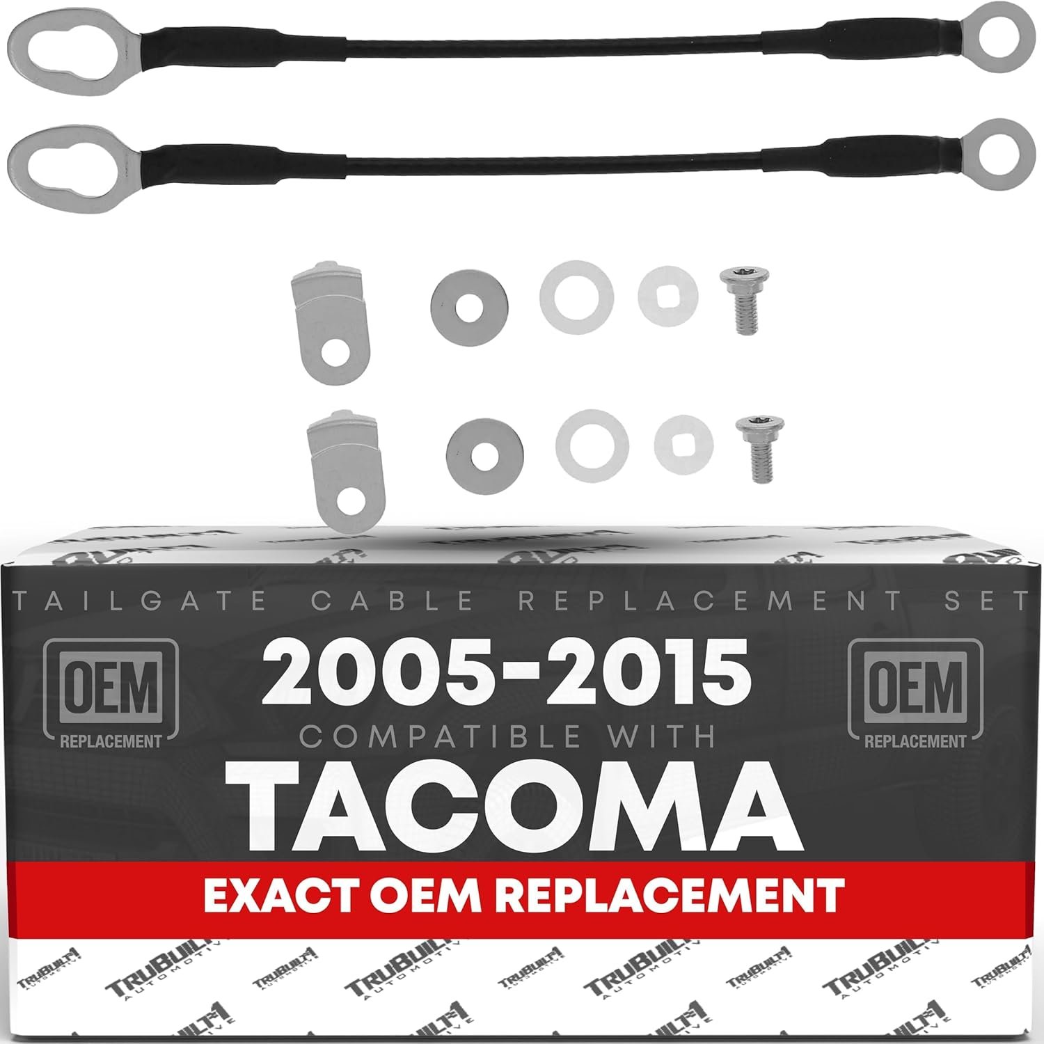 Tailgate Cable Replacement Set, Rear Left & Right Side – Compatible with 2005-2015 Toyota Tacoma – Tailgate Support Cable Straps, Metal 12 1/2″ Long – OEM 65770-04070, 38545