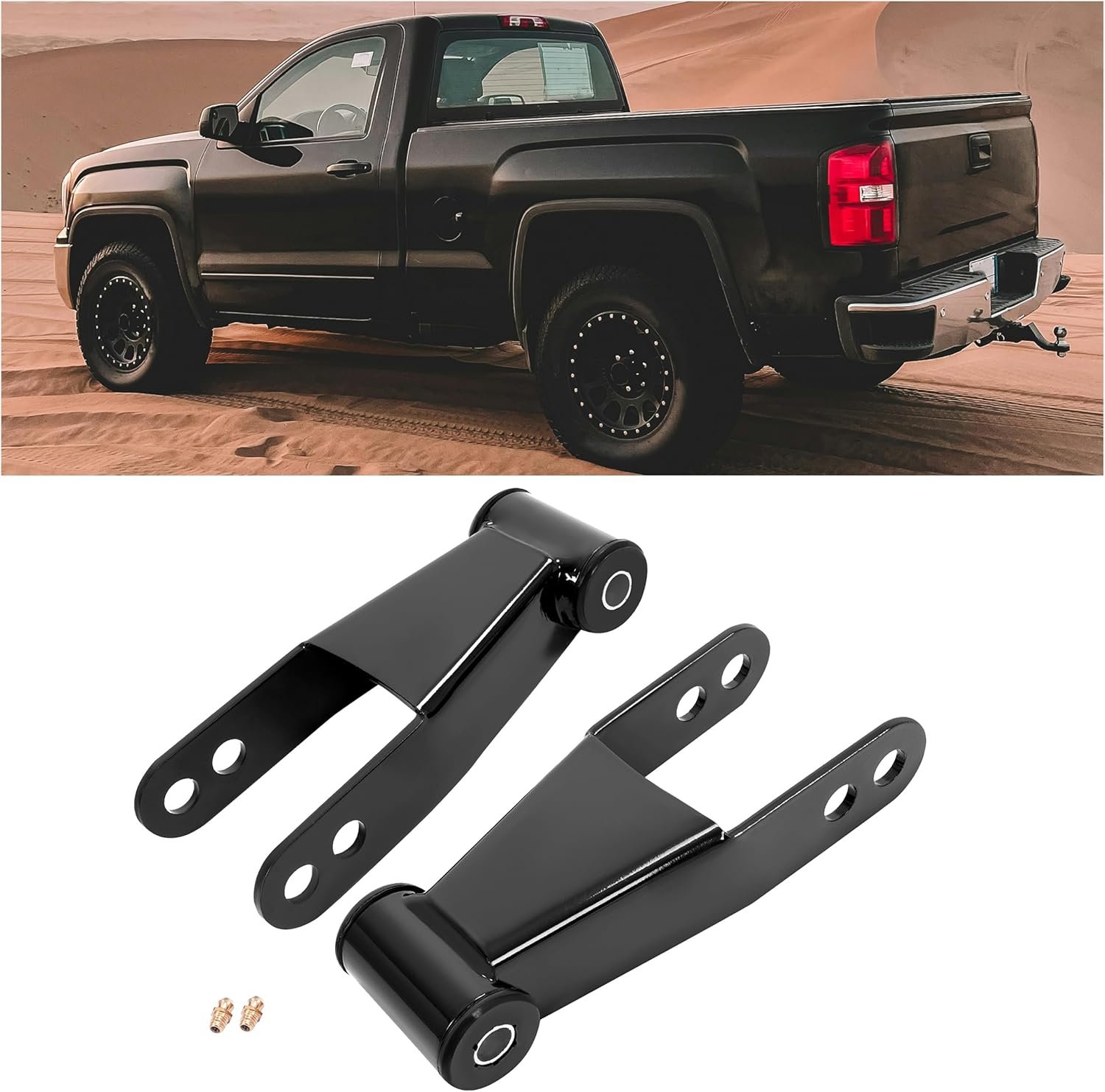ECOTRIC 2″ Rear Drop Lowering Shackles Suspension Kit Compatible with 1999-2018 Chevy Silverado/GMC Sierra 1500;1988-1999 C1500 GMC Yukon Chevy S10 Ford F150 Replacement for 410520